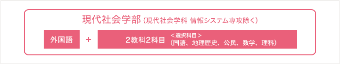 現代社会学部(現代社会学科情報システム専攻を除く)(外国語+2教科2科目)