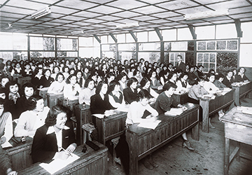 開学まもない頃の京都女子大学の授業風景